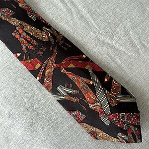 Polo Ralph Lauren Vintage Silk Neck Tie Ties Suspenders Print Black Handmade
